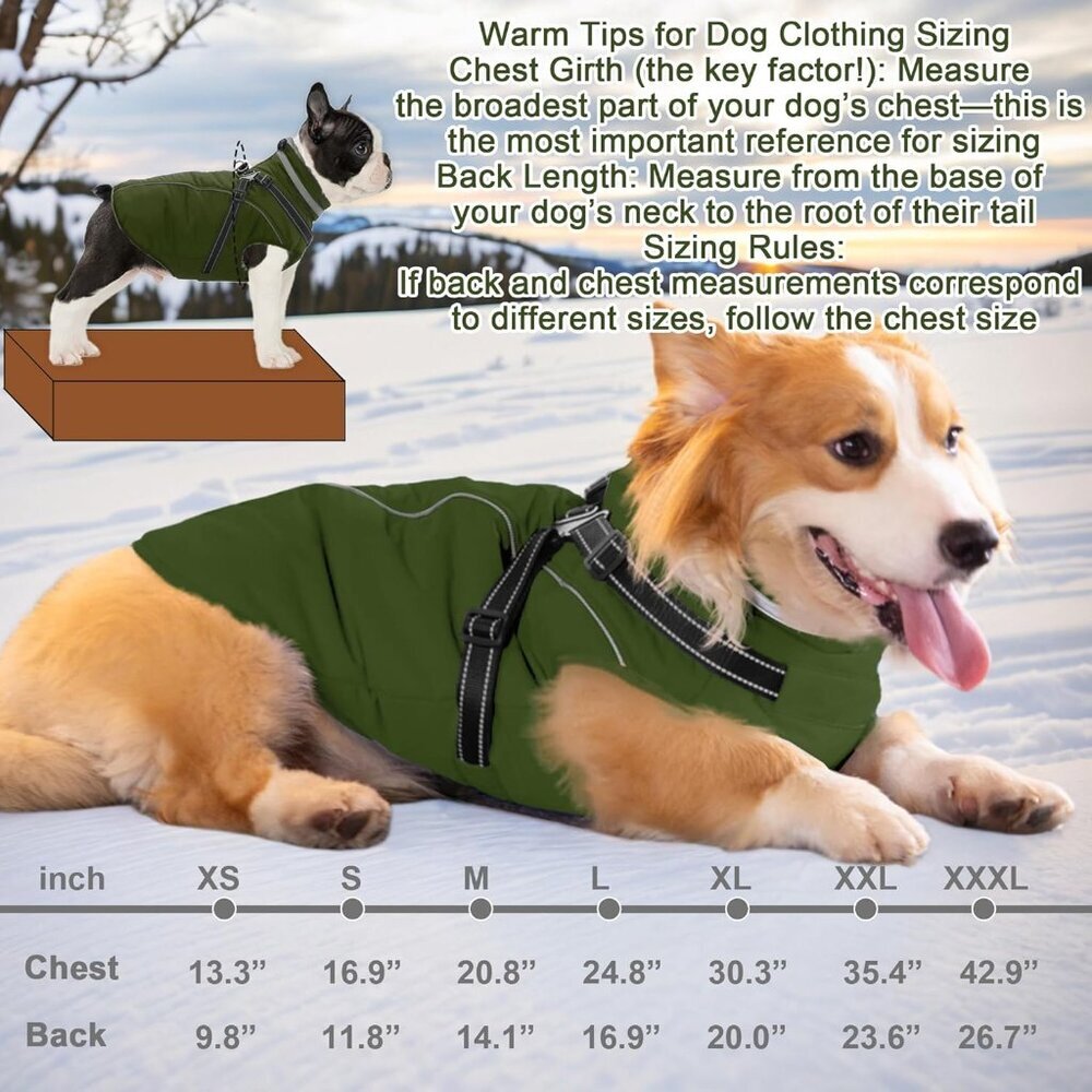 Fragralley Dog Coat with Harness Built in, Waterproof Windproof Reflective Warm